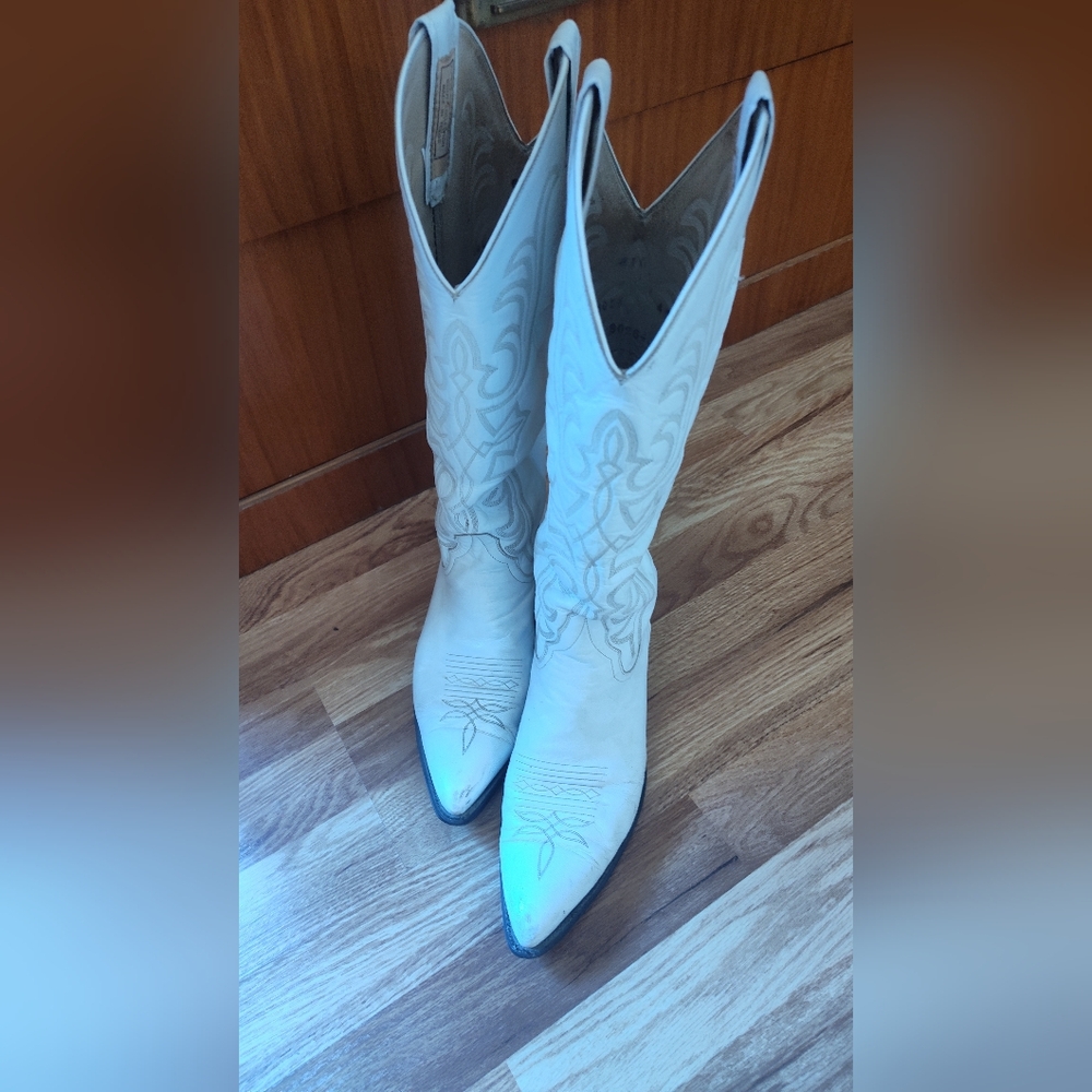 Larry Mahan White Western Boots Sz 10